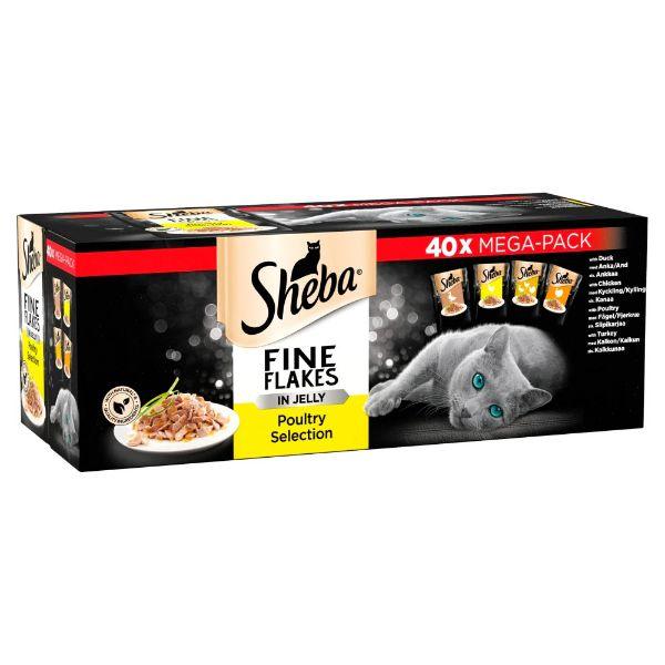 SHEBA Fine Flakes Cat Pouches Poultry Collection in Jelly 40x85g Bulk Pack 40pk - Ormskirk Pets