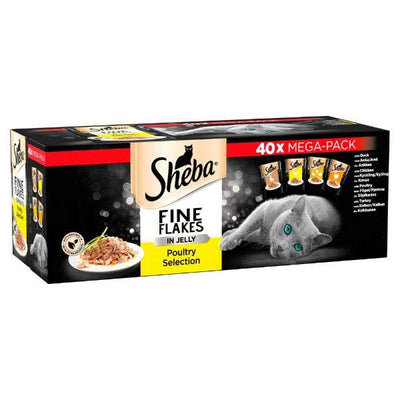 SHEBA Fine Flakes Cat Pouches Poultry Collection in Jelly 40x85g Bulk Pack 40pk - Ormskirk Pets