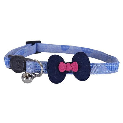 Rosewood Designer denim navy bow cat collar - Ormskirk Pets