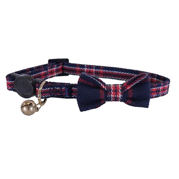 Rosewood Designer navy and red tartan cat collar - Ormskirk Pets