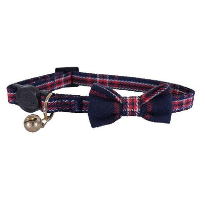 Rosewood Designer navy and red tartan cat collar - Ormskirk Pets