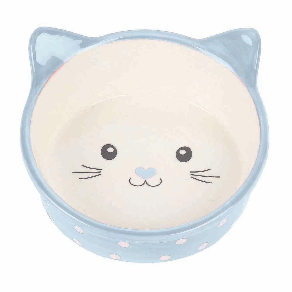 Happy Pet Polka Dot Cat Bowl - Blue and Pink - Ormskirk Pets