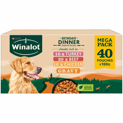 WINALOT Sunday Dinner Dog Food Pouches Mixed in Gravy 40x100g - Ormskirk Pets