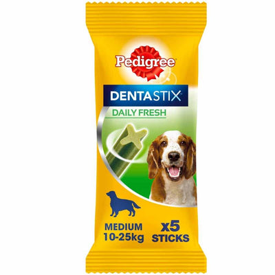 Pedigree Dentastix Fresh Daily Medium Dog Dental Treats 5 Sticks 128g x 14 - Ormskirk Pets