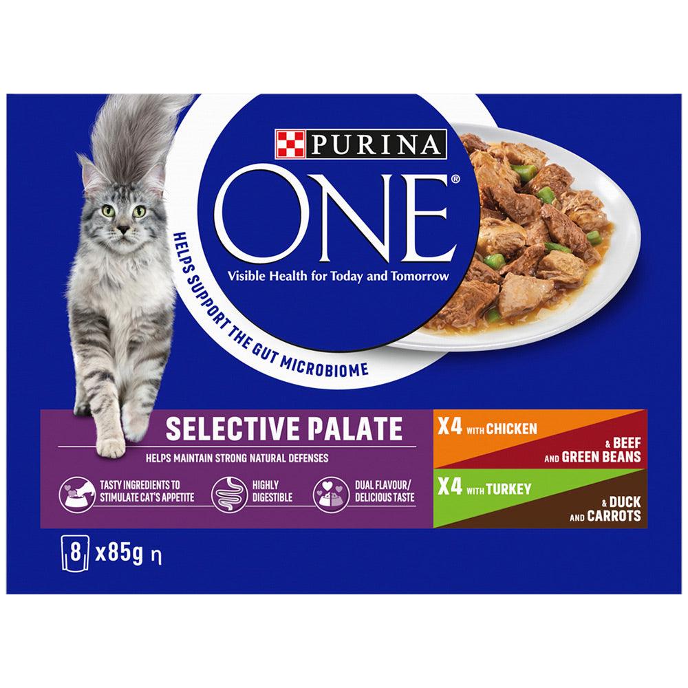 Purina One Adult Cat Food Chicken and Beef / Turkey & Duck 8x85G