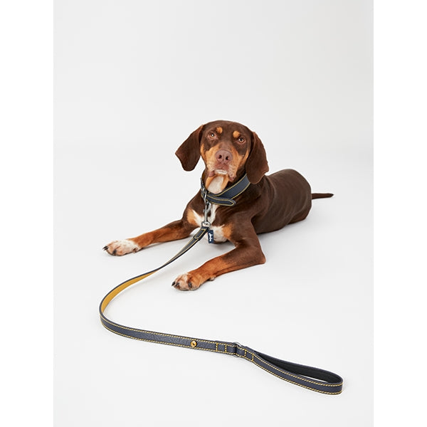 Joules Navy Leather Lead 108cm