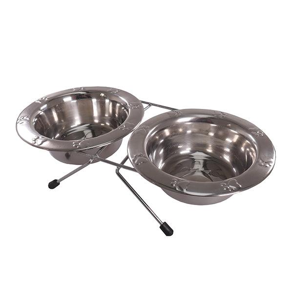 Rosewood Paw Embossed Wire Double Diner Small - Ormskirk Pets