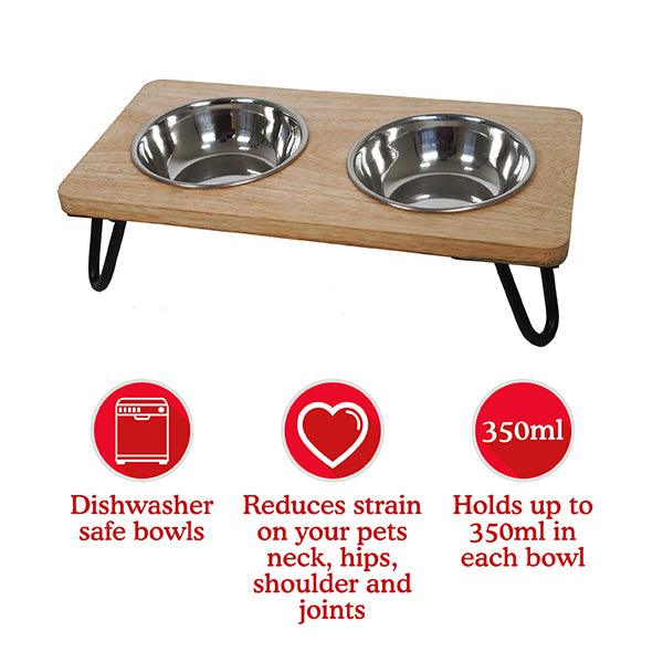 Rosewood Wooden Double Diner - 350ml X 2 - Ormskirk Pets