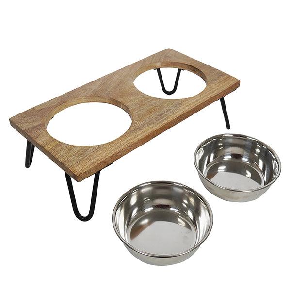 Rosewood Wooden Double Diner - 700ml X 2 - Ormskirk Pets