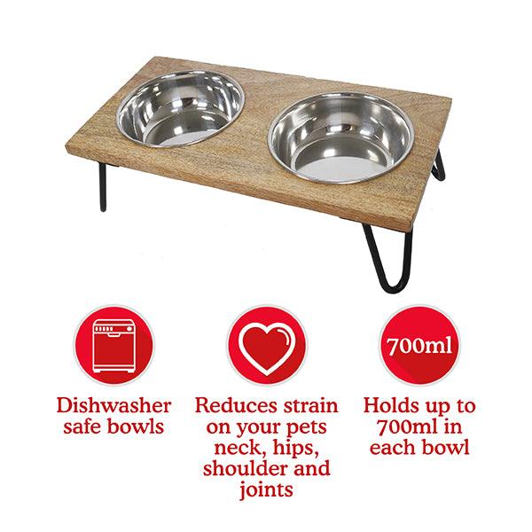 Rosewood Wooden Double Diner - 700ml X 2 - Ormskirk Pets