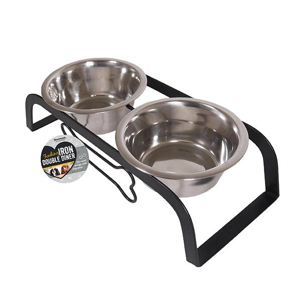 Rosewood Bone Shaped Iron Double Diner 800ml X 2 - Ormskirk Pets