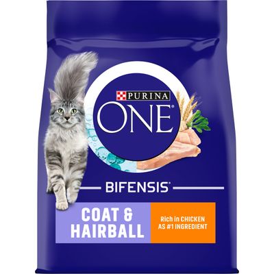 Purina ONE Adult Dry Cat Food Coat & Hairball, Rich in Chicken 2.8kg