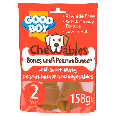 Good Boy Chewables Dog Peanut Butter Medium Bones 2 Pack 158g