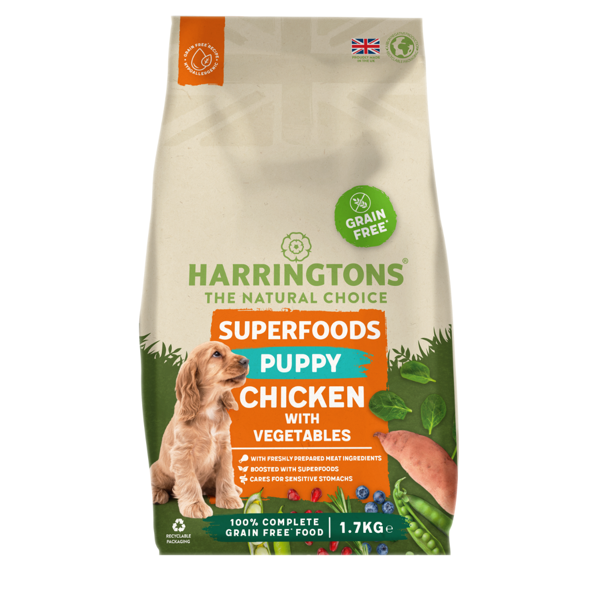 HARRINGTONS COMPLETE PUPPY SUPERFOODS GRAIN FREE CHICKEN & VEG 1.7KG