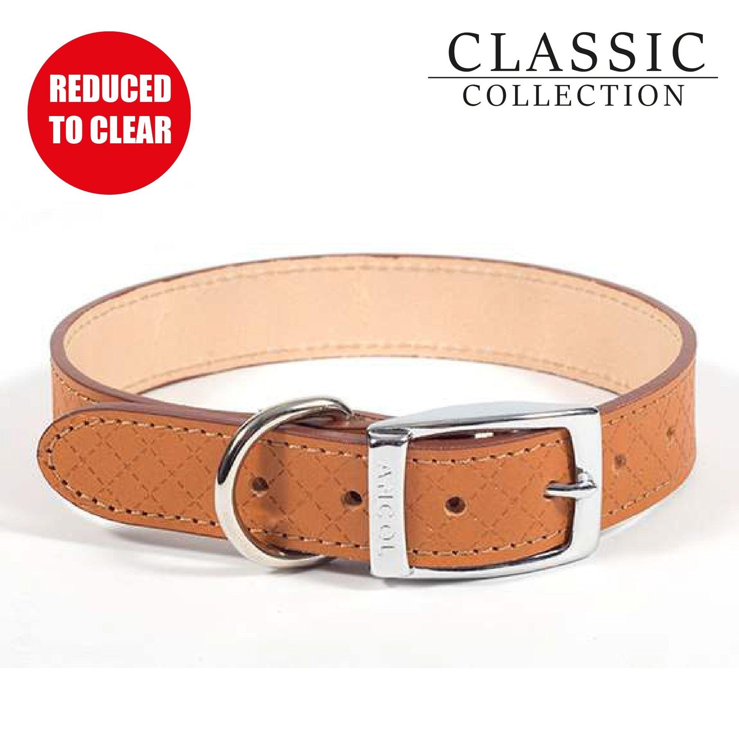 Ancol Diamond Leather Collar Tan 26-36cm S