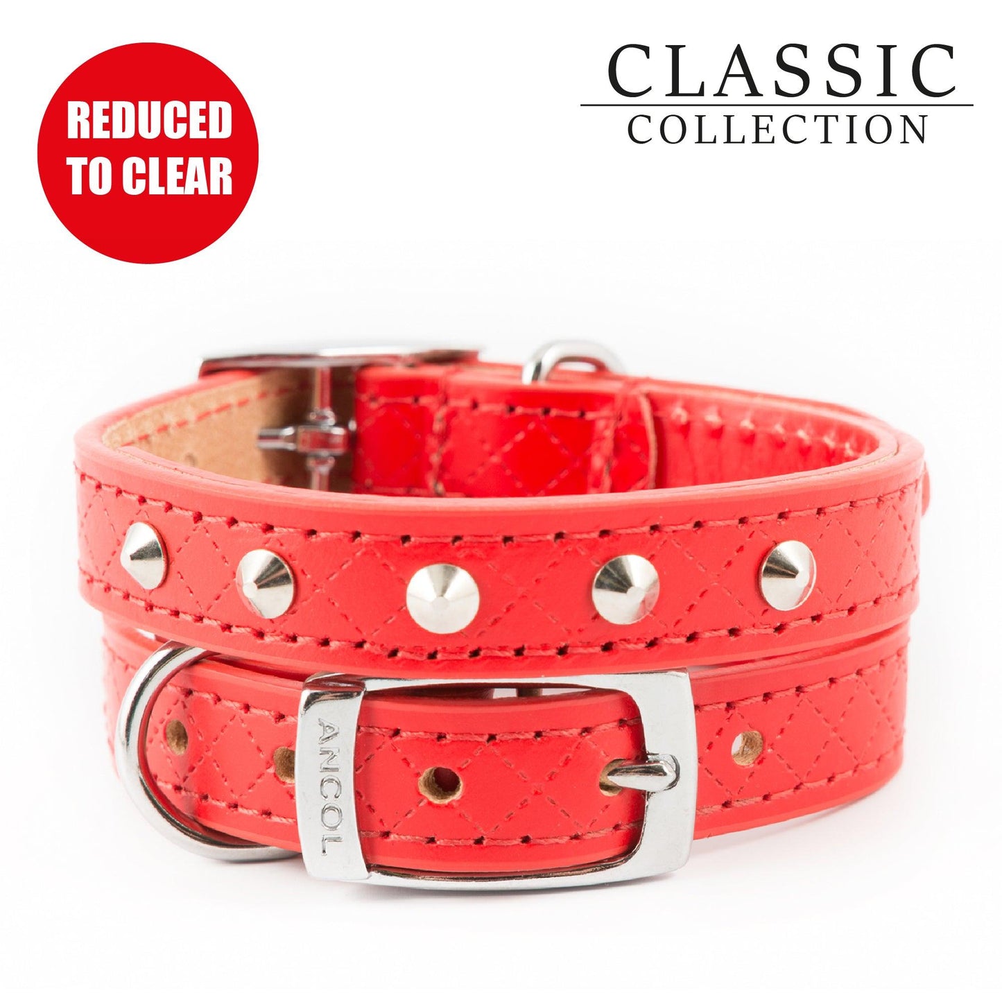 Ancol Diamond Stud Collar Red 22-26cm XS