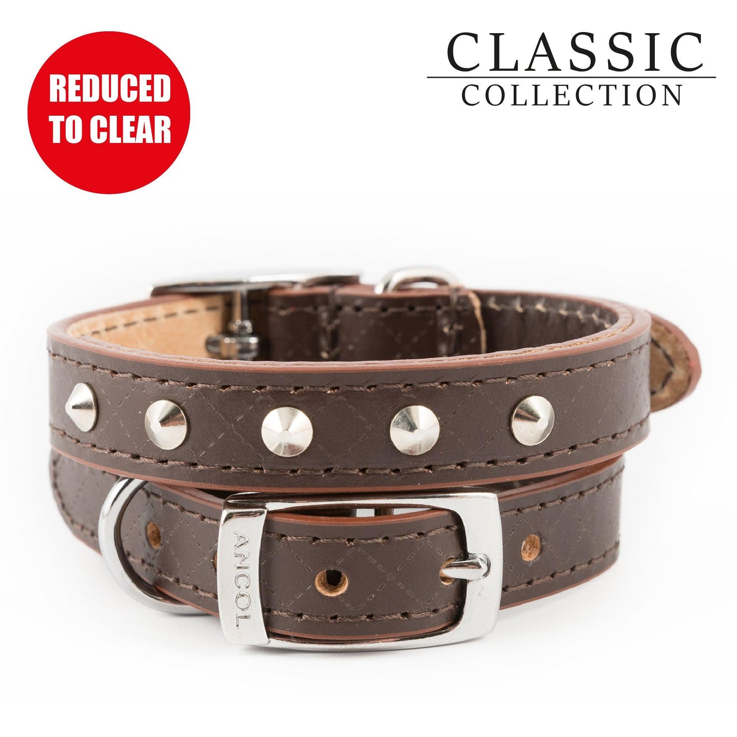 Ancol Diamond Stud Collar Brown XS