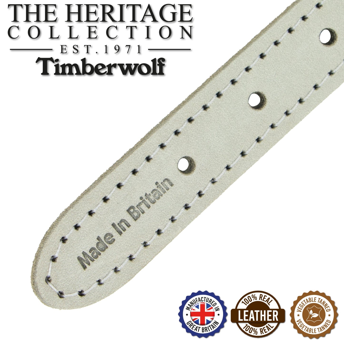 Ancol Timberwolf Leather Collar Light Grey