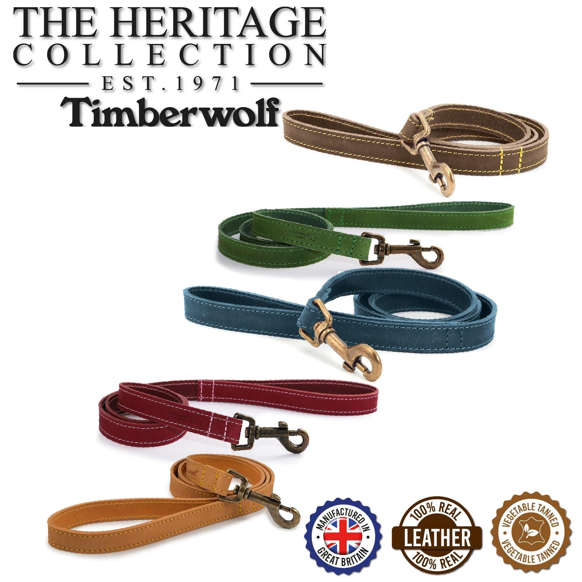 Ancol Timberwolf Leather Lead Green 1mx19mm - Ormskirk Pets