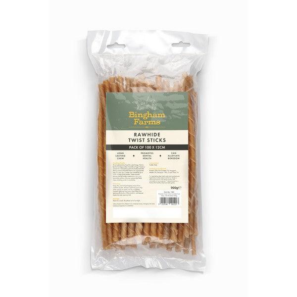 Bingham Farms 12cm Rawhide Twist Sticks 100 Pk 900g - Ormskirk Pets