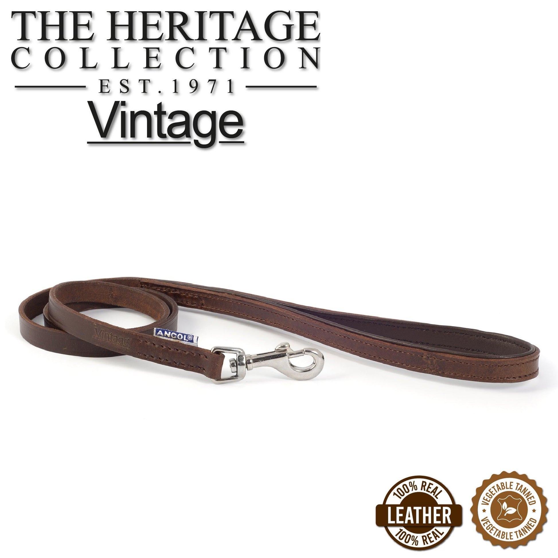 Ancol Vintage Leather Lead 1mx12mm - Ormskirk Pets