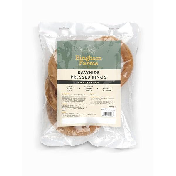 Bingham Farms 15cm Rawhide Pressed Rings 5 Pk 800g - Ormskirk Pets