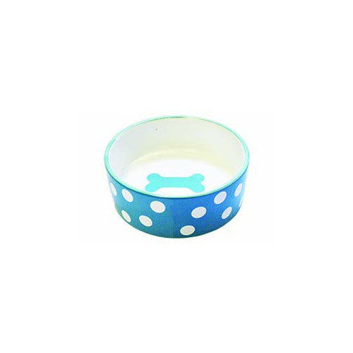 Polka Dot Pet Bowl Blue