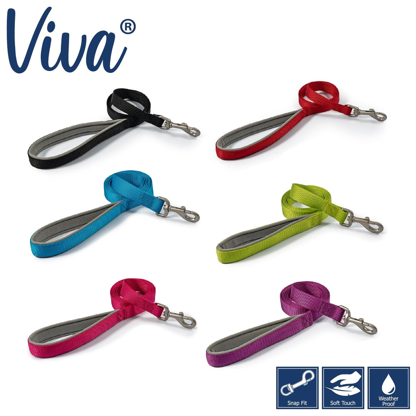 Ancol Viva Padded Lead Purple 1mx25mm - Ormskirk Pets