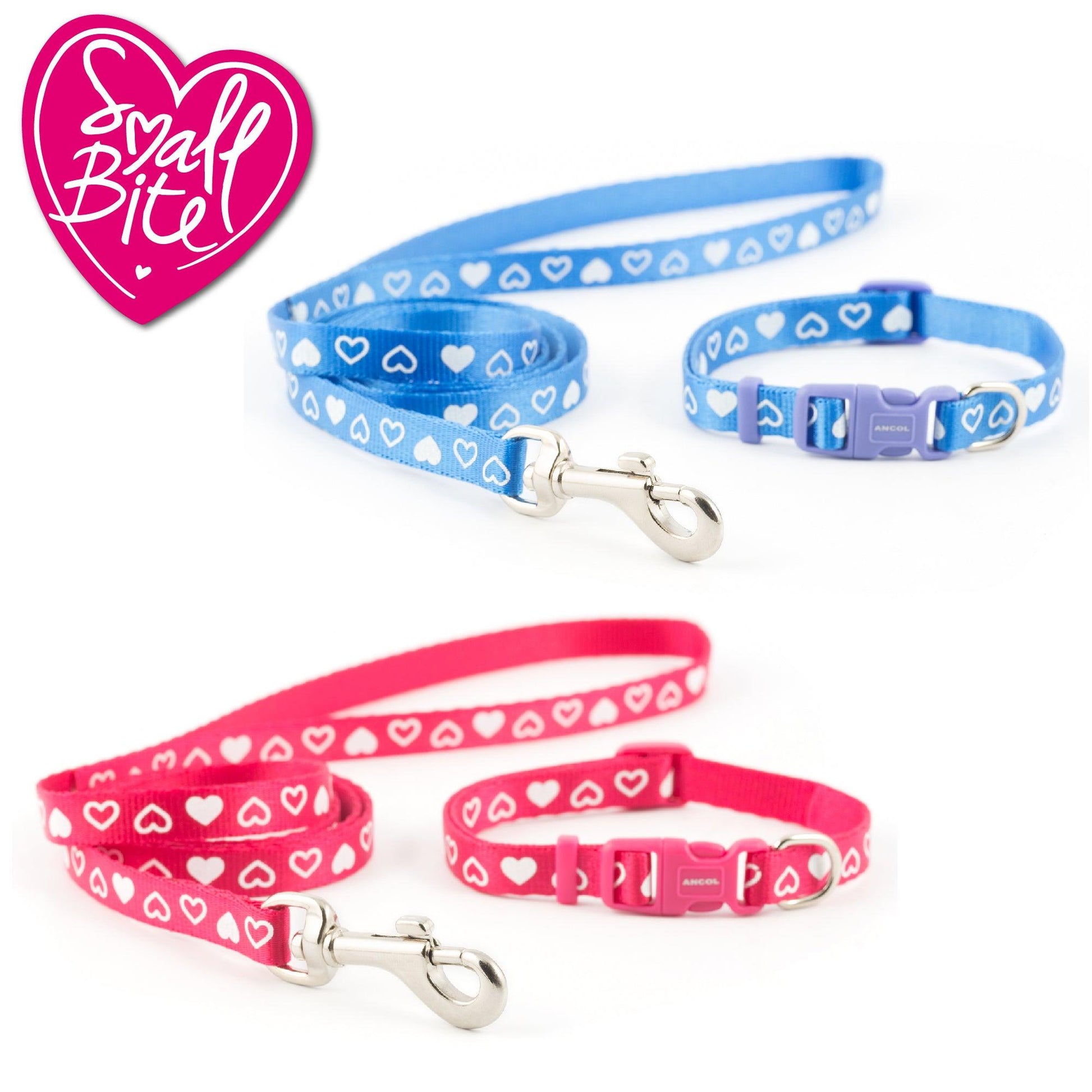 Ancol Small Bite Heart Collar Lead Set Blue - Ormskirk Pets