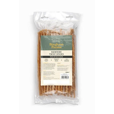 Bingham Farms 25cm Rawhide Twist Sticks 50 Pk 900g - Ormskirk Pets