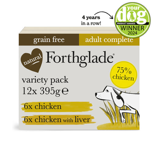 FORTHGLADE COMPLETE MEAL ADULT DOG GRAIN FREE CHICKEN & LIVER 12 X 395G