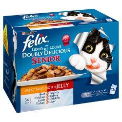 Felix As Good As It Looks Doubly Delicious Senior Meat Variety 12 Pack 100g - Ormskirk Pets