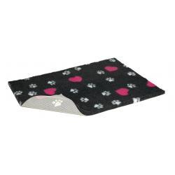 Vetbed Nonslip Charcoal with Cerise Hearts and White Paws 40x30" - Ormskirk Pets