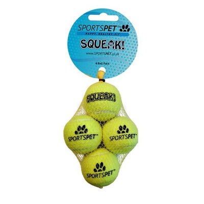 Sportspet Tennis Mini Squeak 4 pack - Ormskirk Pets