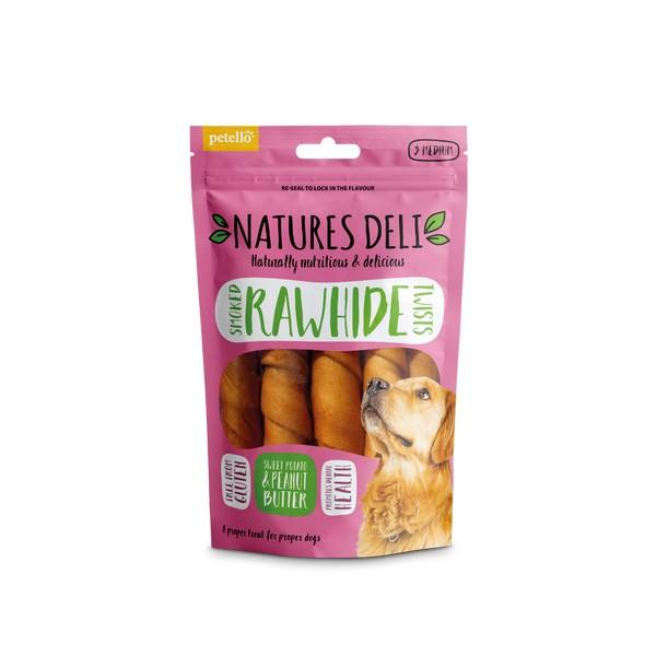 Natures Deli Smoked Hide Twist w Pnt Butter Med 5pk 150g Case of 10 - Ormskirk Pets