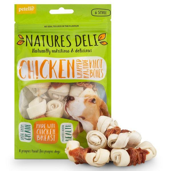 Bingham Farms Chicken Wrapped Rawhide Knot Bone Sml 6pk 90g Case of 10 - Ormskirk Pets