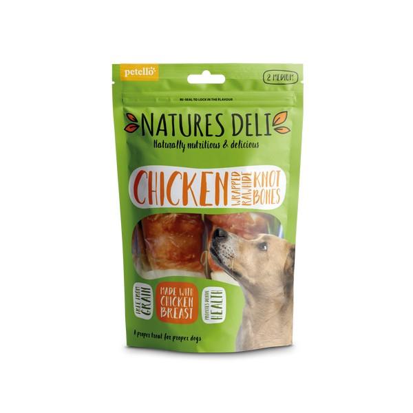 Bingham Farms Chicken Wrapped Rawhide Knot Bone Med 2pk 160g Case of 10 - Ormskirk Pets