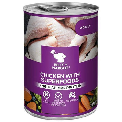 Billy and Margot Chicken Superfood Can Wet 395g Case of 12 - Ormskirk Pets