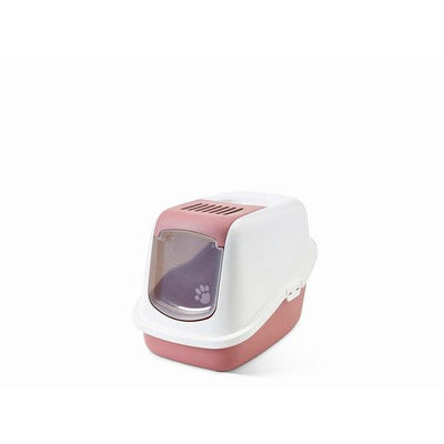 Savic Nestor Cat Toilet Home White / Earth Pink - Ormskirk Pets