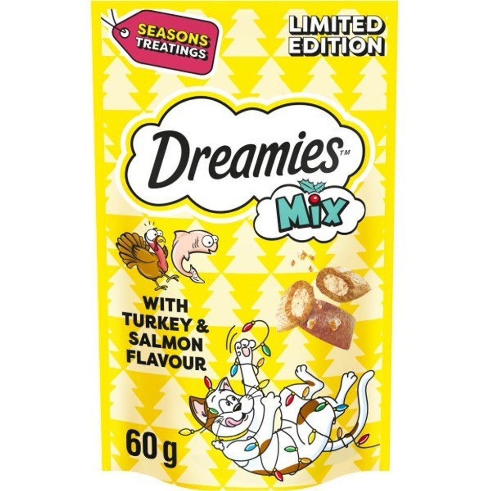 Dreamies Mix Cat Treats with Salmon Flavour and Turkey 60g