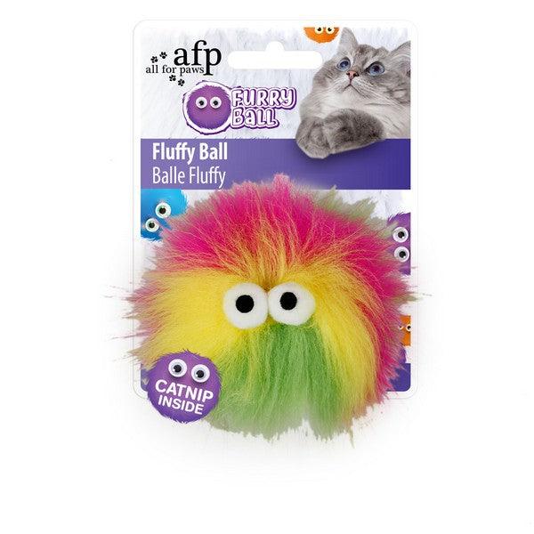 All For Paws Fluffy Ball Cat Toy Yellow - Ormskirk Pets