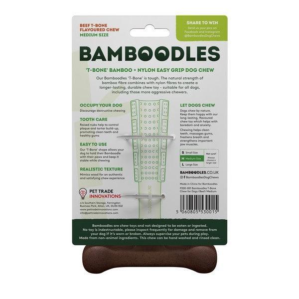 Bamboodles T Bone Chew Toy for Dogs Medium 6Inch Beef Flavour - Ormskirk Pets