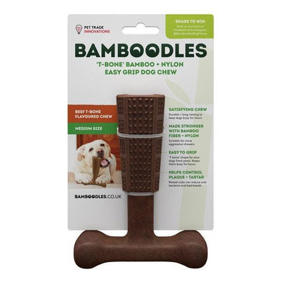 Bamboodles T Bone Chew Toy for Dogs Medium 6Inch Beef Flavour - Ormskirk Pets