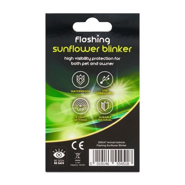 Animal Instincts Flashing Safety Sunflower USB Blinker Yellow - Ormskirk Pets