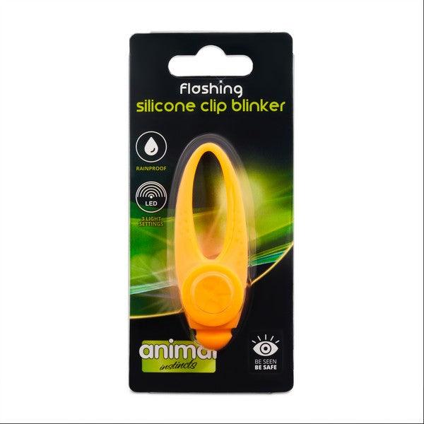 Animal Instincts Flashing Safety Clip Silicone Blinker Orange - Ormskirk Pets