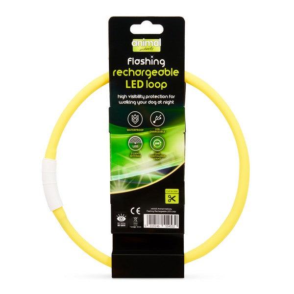 Animal Instincts Flashing Safety Rechargeable LED Loop Large Yellow 65cm - Ormskirk Pets