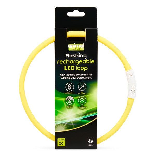 Animal Instincts Flashing Safety Rechargeable LED Loop Large Yellow 65cm - Ormskirk Pets