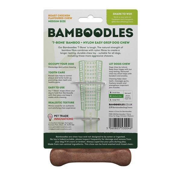 Bamboodles T Bone Chew Toy for Dogs Medium 6Inch Chicken Flavour - Ormskirk Pets