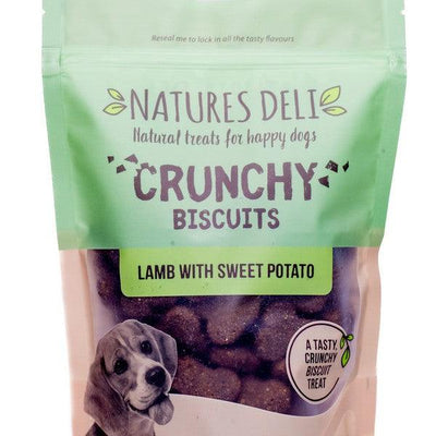 Natures Deli Crunchy Biscuit Lamb With Sweet Potato 225g Case of 10 - Ormskirk Pets