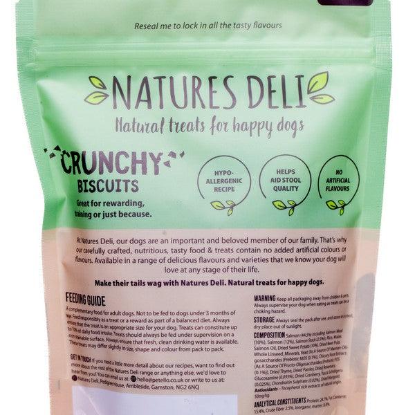 Natures Deli Crunchy Biscuit Salmon With Sweet Potato 225g Case of 10 - Ormskirk Pets